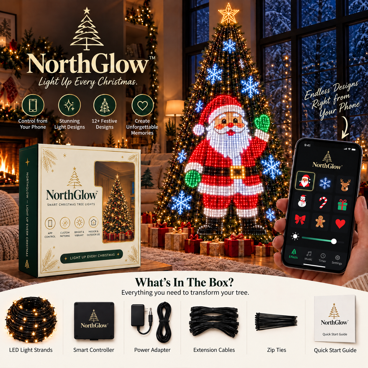 NorthGlow™ Smart Animated Christmas Tree Lights